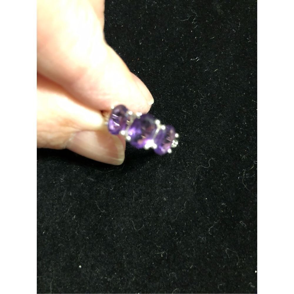 JTV Sterling Silver & 3 Amethyst Ring
